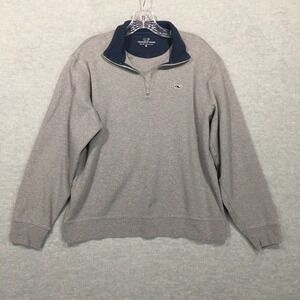 Vineyard Vines Mens Medium Gray 1/4 Zip Pullover Pima Cotton Sweatshirt
